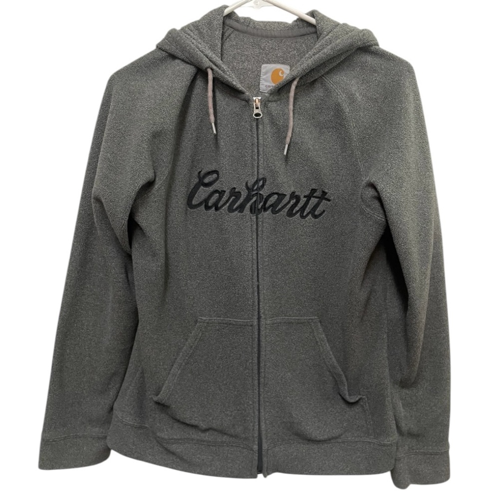 Carhartt embroidered grey full zip fleece jacket